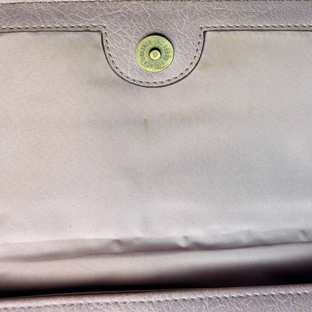 Lilac Woven Flap Crossbody Bag Textured Faux Leather Brass Hardware - Picture 5 of 8